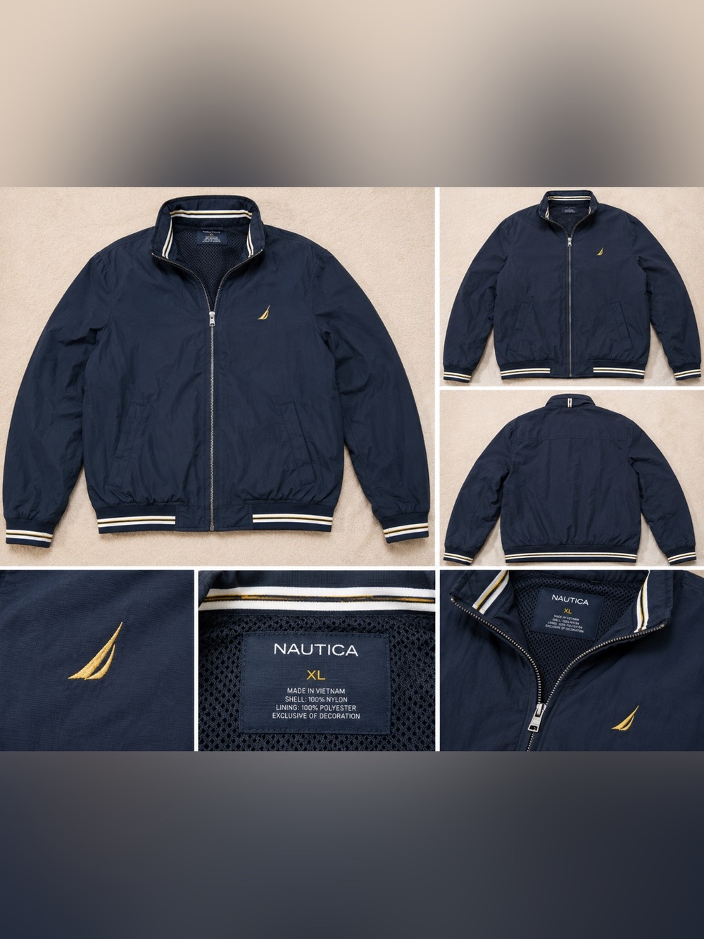 Nautica Navy Jacket with Yellow Sail Logo